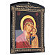 Russian papier maché icon of Mother-of-God of Kazan, red and blue, 10x8 in s3