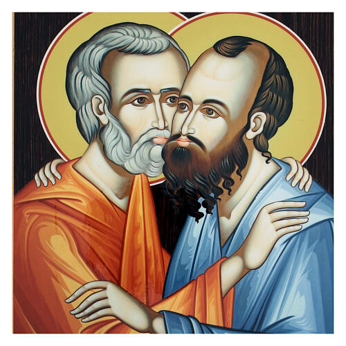 Russian papier maché icon of Peter and Paul 10x8 in 2