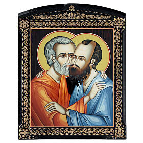 Icona cartapesta russa Pietro e Paolo 25x20 cm