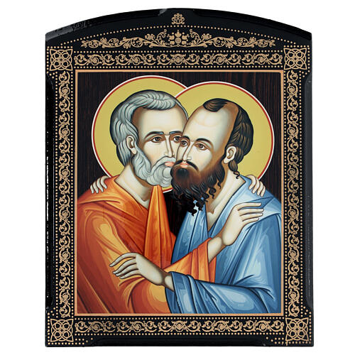 Icona cartapesta russa Pietro e Paolo 25x20 cm 1