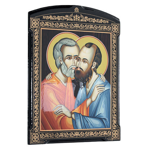 Icona cartapesta russa Pietro e Paolo 25x20 cm 3