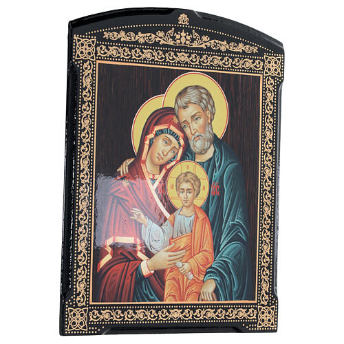 Icono papel maché ruso Sagrada Familia 25x20 cm 3