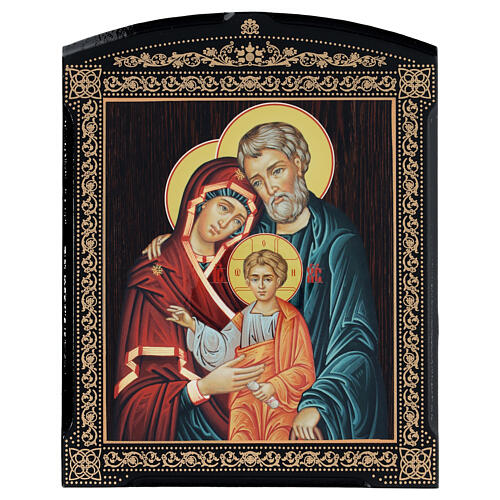 Icona cartapesta russa Sacra Famiglia 25x20 cm 1