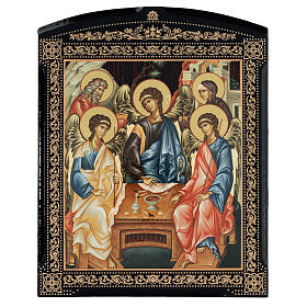 Russische Lackkunst, Ikone, Heilige Dreifaltigkeit, 25x20 cm
