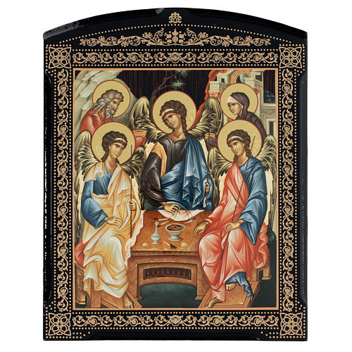Russische Lackkunst, Ikone, Heilige Dreifaltigkeit, 25x20 cm 1