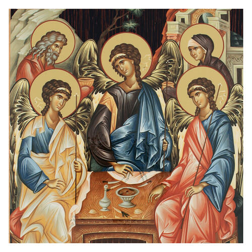 Russische Lackkunst, Ikone, Heilige Dreifaltigkeit, 25x20 cm 2