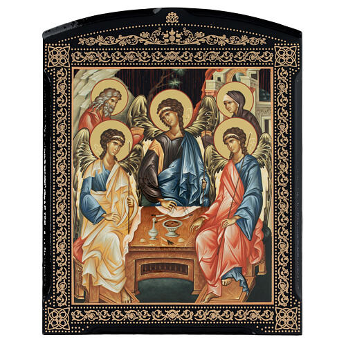 Icona cartapesta russa Trinità 25x20 cm 1