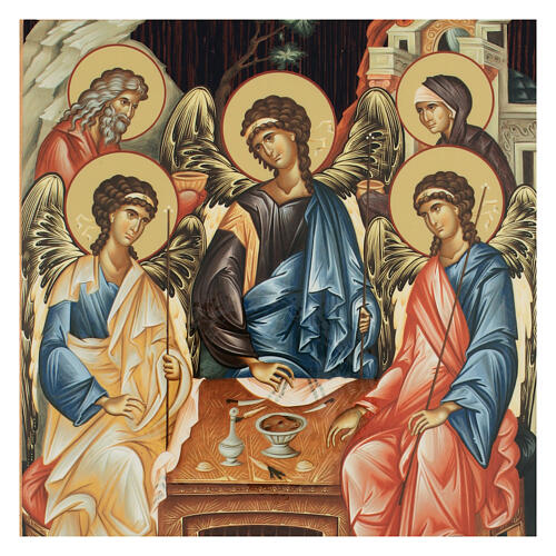 Icona cartapesta russa Trinità 25x20 cm 2
