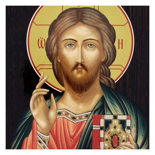 Russian lacquer icon Christ Pantocrator closed book 25x20 cm 2