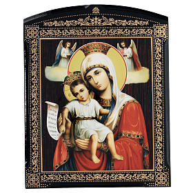 Russian icon Dostoyno Jest Mother of God lacquer 25x20 cm