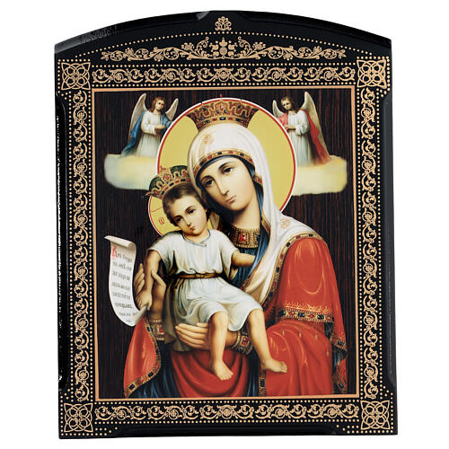 Russian icon Dostoyno Jest Mother of God lacquer 25x20 cm 1