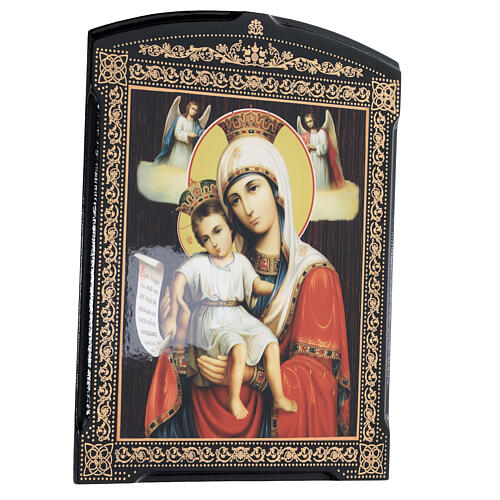 Russian icon Dostoyno Jest Mother of God lacquer 25x20 cm 3