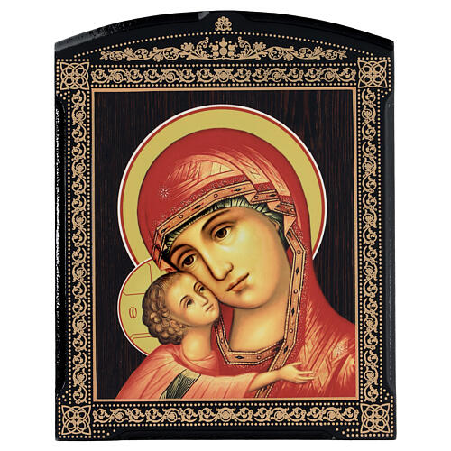 Russische Lackkunst, Ikone, Gottesmutter von Igorevskaya, 25x20 cm 1