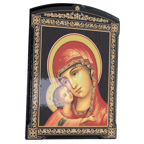 Russische Lackkunst, Ikone, Gottesmutter von Igorevskaya, 25x20 cm 3