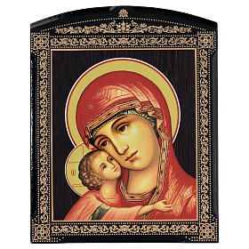 Laque papier mâché russe Mère de Dieu Igorevskaja 25x20 cm