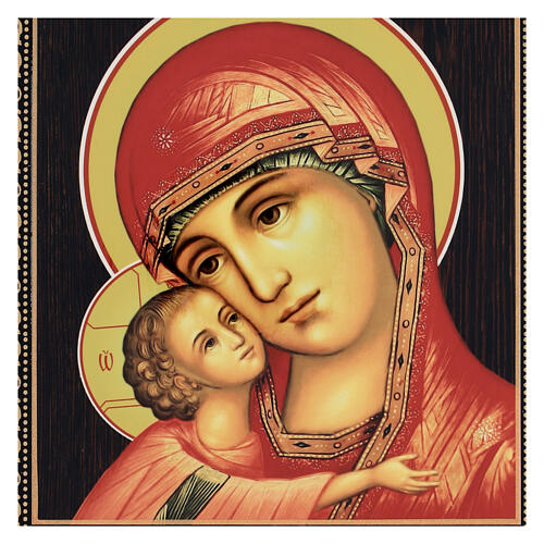 Laque papier mâché russe Mère de Dieu Igorevskaja 25x20 cm 2