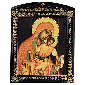 Laque papier mâché russe Vierge de Kikko 25x20 cm