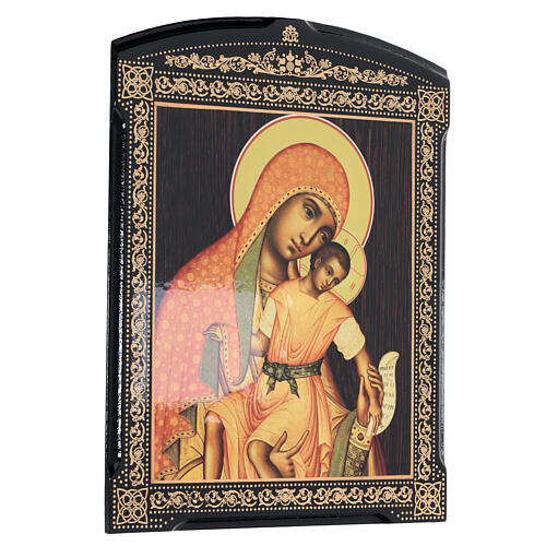 Laque papier mâché russe Vierge de Kikko 25x20 cm 3