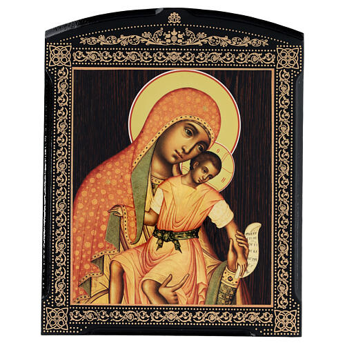 Russian lacquer icon Mother of God Kykkos 25x20 cm 1