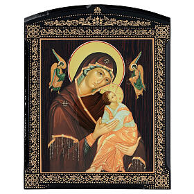 Our Lady of Perpetual Help icon Russian lacquer brown 25x20 cm
