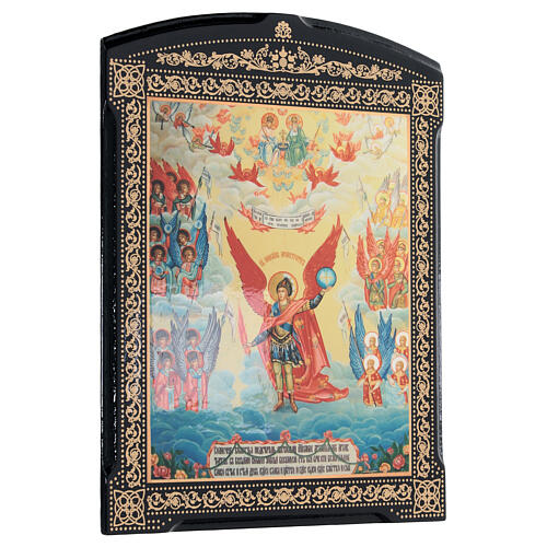 Archangel Michael icon Russian lacquer 25x20 cm 3
