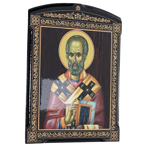 Russian lacquer of St. Nicholas, 10x8 in 3