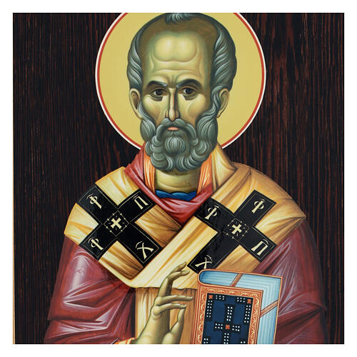 St Nicholas icon Russian lacquer 25x20 cm 2