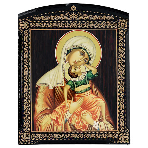 Russian lacquer icon Mother of God Vzygranie Mladenza 25x20 cm 1