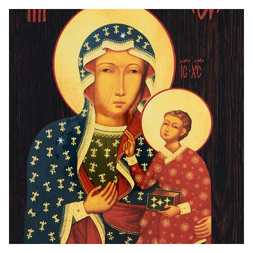 Russian lacquer of Our Lady of Czestochowa, 10x8 in 2