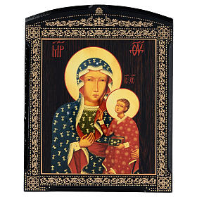 Quadro cartapesta russa Madonna Czestochowa 25x20 cm