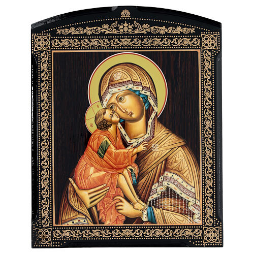 Russische Lackkunst, Ikone, Gottesmutter von Donskaya, 25x20 cm 1