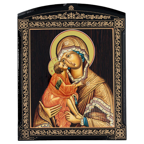 Russian paper mache icon Donskaya Mother of God 25x20 cm 1