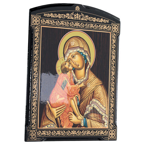 Russian paper mache icon Donskaya Mother of God 25x20 cm 3