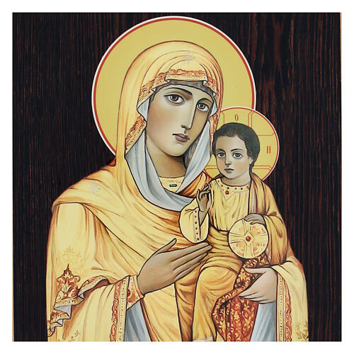 Quadro cartapesta russa Madonna Kazanskaya dorata 25x20 cm 2