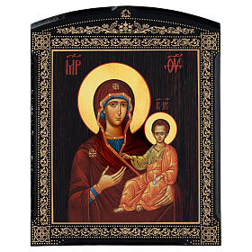 Tableau papier mâché russe Mère de Dieu de Smolensk 25x20 cm