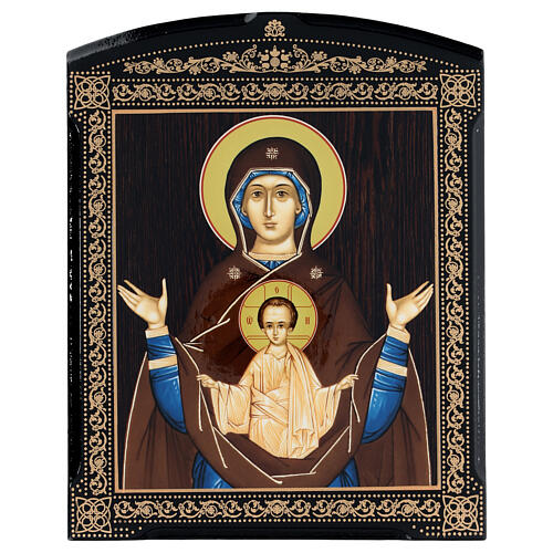 Quadro cartapesta russa Madonna Znamenie 25x20 cm 1