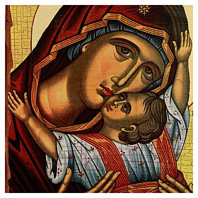 Moderne russische Madonna Kardiotissa Découpage Ikone, 42x30 cm