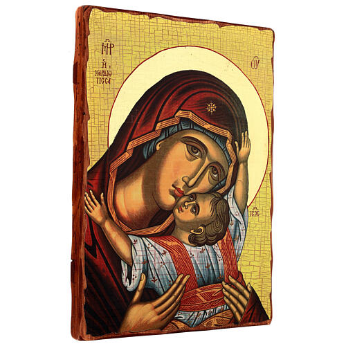 Icono ruso moderno Virgen Kardiotissa 42x30 cm découpage 3