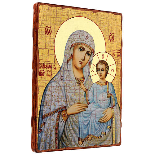 Antiquitised Russian icon, Mother of God of Jerusalem, 16.5x12 in, découpage 3
