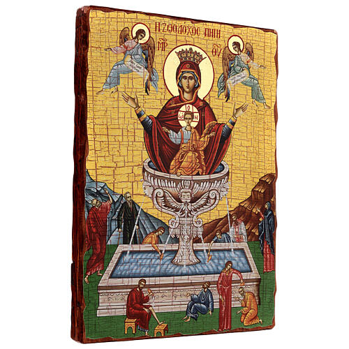 Russian icon, Our Lady of the Life-Giving Fountain, 16.5x12 in, découpage 3
