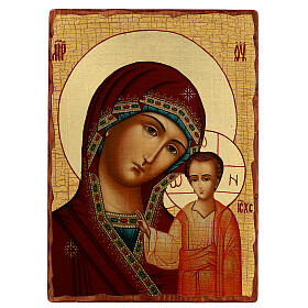 Russian icon, Our Lady of Kazan, 16.5x12 in, découpage