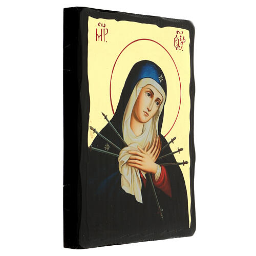 Russian icon of Our Lady of Sorrows, Black and Gold, 12x8 in 3