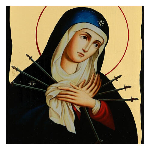 Icona russa Madonna dei sette dolori Black and Gold 30x20 cm 2