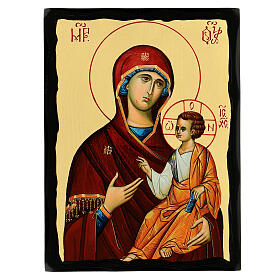 Our Lady of Smolensk icon black and gold Russian style 30x20 cm