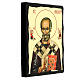 Russian icon, Saint Nicholas, Black and Gold, 12x8 in s3