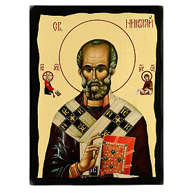 Russian Icon Saint Nicholas Black and Gold 30x20 cm