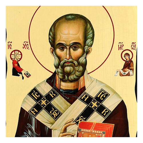 Russian Icon Saint Nicholas Black and Gold 30x20 cm 2
