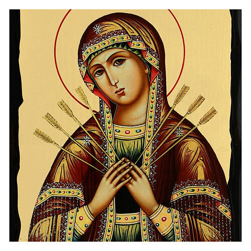 Icono Black and Gold Virgen de los Siete Dolores estilo ruso 30x20 cm 2