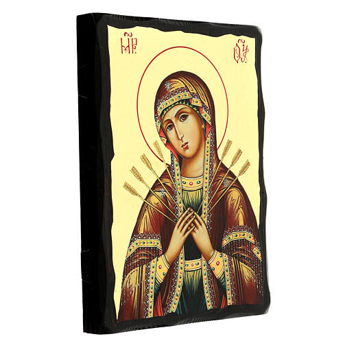 Icona Black and Gold Madonna dei Sette Dolori stile russo 30x20 cm 3