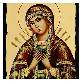 Ícone russo Nossa Senhora das Sete Dores Black and Gold 30x20 cm